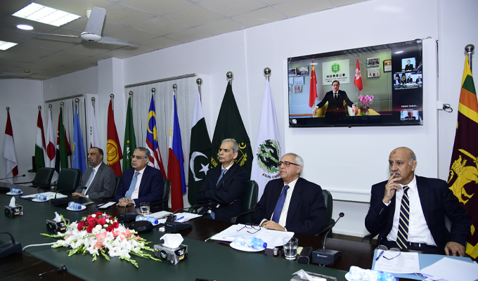 Wafaqi Mohtasib and President of the Asian Ombudsman Association (AOA), Mr. Naveed Kamran Baloch chairing an online meeting to mark the 30 th Anniversary of the establishment of the AOA at the Wafaqi Mohtasib Secretariat, Islamabad on 16.04.2026.
