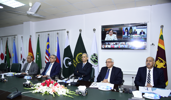 Wafaqi Mohtasib and President of the Asian Ombudsman Association (AOA), Mr. Naveed Kamran Baloch chairing an online meeting to mark the 30 th Anniversary of the establishment of the AOA at the Wafaqi Mohtasib Secretariat, Islamabad on 16.04.2026.